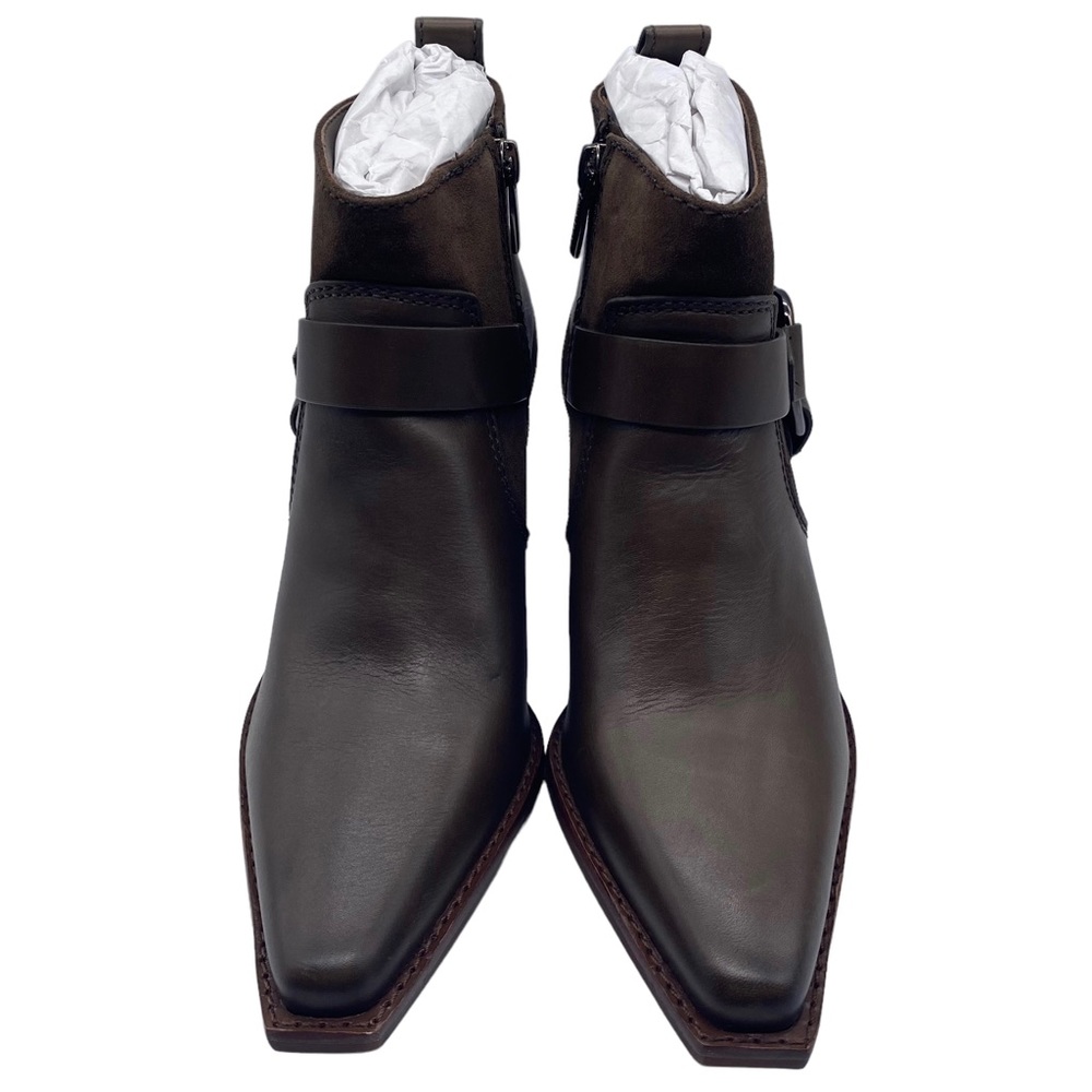 Vince Camuto Boots Nenanie Brown Leather Harness Ankle Western Moto Boho New - Picture 4 of 10